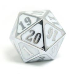 Dire D20 Shiny Silver And White